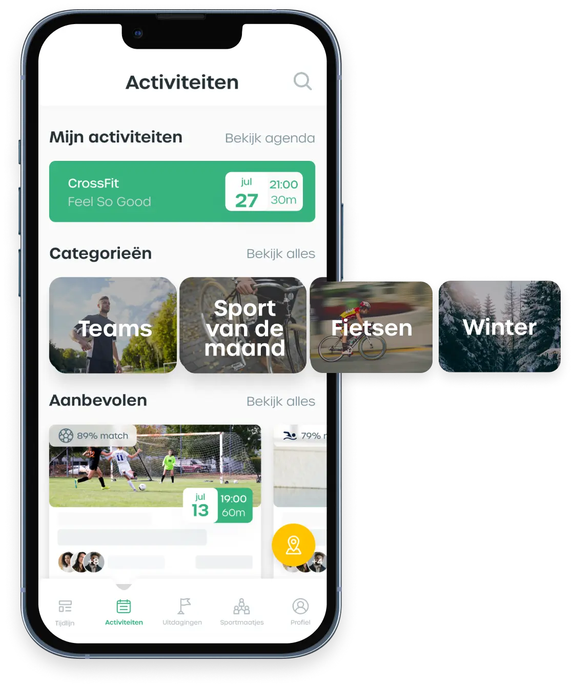 Sportaanbod in Schoolsport070 app