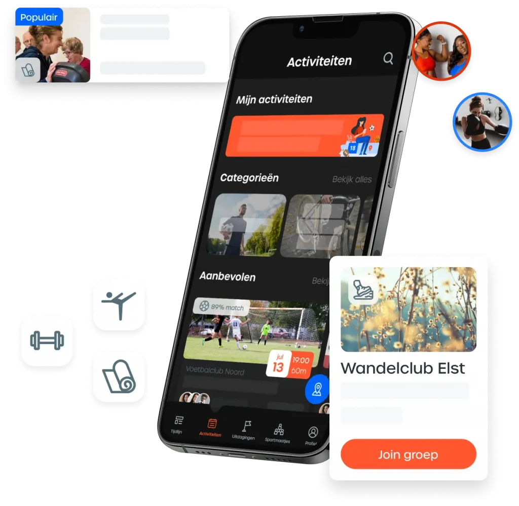 Sportaanbod in de app van MoveNL